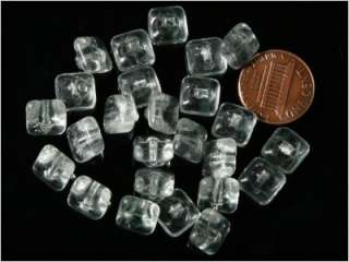 24 CZECH CLEAR CRYSTAL SQUARE GLASS BUTTONS 9 mm  