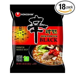 Nong Shim Shin Ramyun Noodle Soup, Black, 4.58 Ounce (Pack of 18 