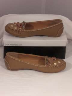   vtg 80s 90s MIA shoes mocassins loafers flats tan 8.5 M beaded  
