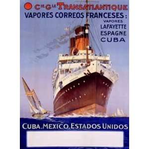 Albert Sebille   Transatlantique Vapores Correos Franceses Giclee on 