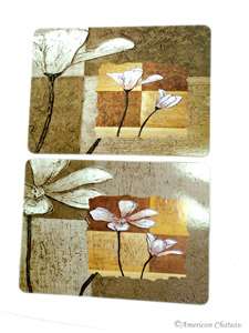New Small Set of 4 Flowers Bistro Corkboard Placemats  
