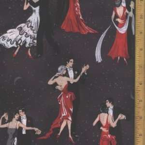 44 Wide Fabric Dance and Romantic Night (Black Background), Fabric 
