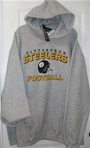Pittsburgh STEELERS NFL Grey HOODIE By Reebok Size XL  
