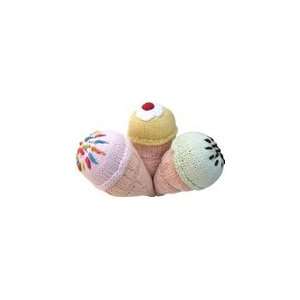  Hand Knit Ice Cream Cone Rattles Toys & Games