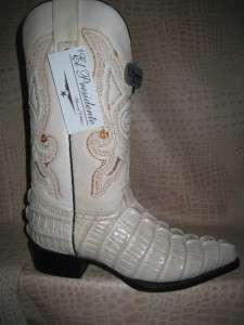   2011 Embossed Winter White Crocodile Tail Western Cowboy Boots  