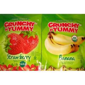 Crunchy N Yummy Freeze Dried Fruit Mix  Pack 5 Banana & 2 Strawberry 