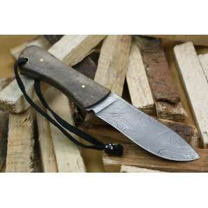  Custom Damascus Handmade Hunting Knife. With Leather 