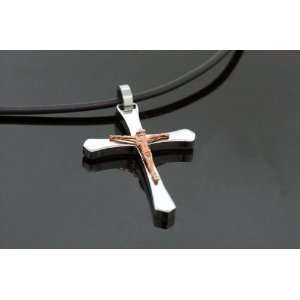  Jesus Christ on Cross Stainless Steel with Rubber Chain 