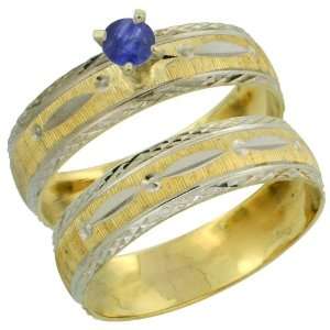 10k Gold Ladies 2 Piece 0.25 Carat Deep Blue Sapphire Engagement Ring 