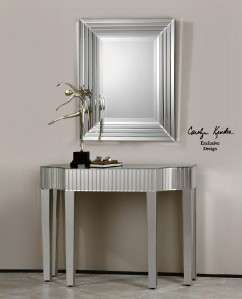 Uttermost Ikona Curved Console Table Beveled Mirror Faucets Top and 