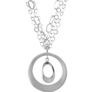   Silver White 18.00 Inches Multi Strand Necklace W/Dangl Jewelry