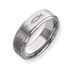  Dura Tungsten Ridged Edge 8mm Brushed and Polished Band 