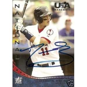 Darwin Barney Signed 2007 UD Team USA Card Chicago Cubs 