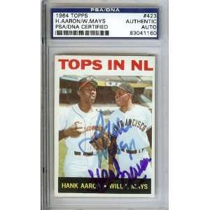  Hank Aaron & Willie Mays Autographed 1964 Topps Card PSA 