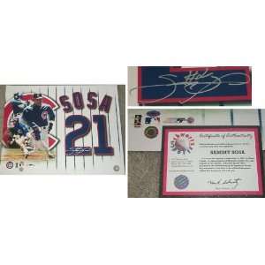 Sammy Sosa Signed Cubs Jersey Collage 16x20