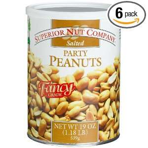 Superior Nut Salted Fancy Party Peanuts, 19 Ounce Canisters (Pack of 6 