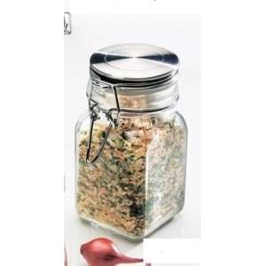  Glass Snap Top Hermetic Square Shaped Spice Jar
