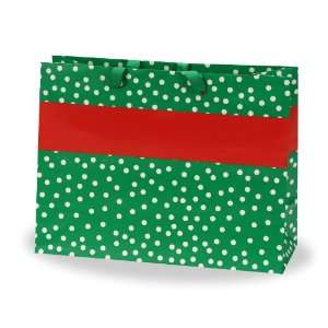 : Berwick Spot Dot Gift Bag, Red/Green, 13 Wide x 10 High x 5 Deep 