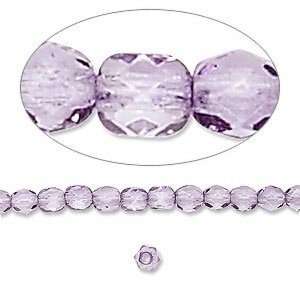  Lilac dipped d?cor fire polished glass bead, 4mm faceted 
