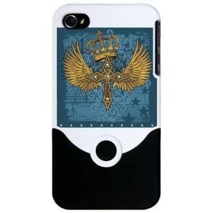  iPhone 4 or 4S Slider Case White Angel Winged Crown Cross 