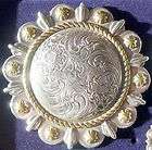 LARGE 4 INCH ROPED BERRY CONCHOS SILVER WITH GOLD
