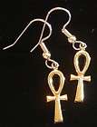 Eternal Cross Earrings Egyptian Cleopatra Style Cross 24 Karat Gold 