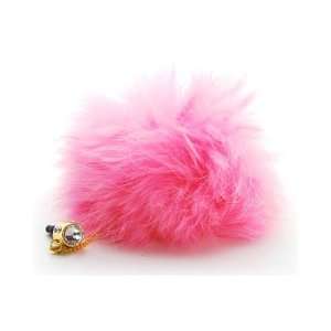  For Apple iPhone 4S 4 Pink Fur Universal 3.5mm Headphone 