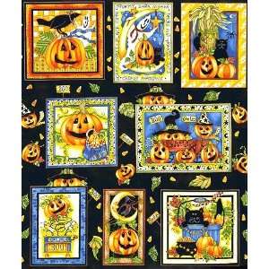   Halloween Blocks Black Fabric By The Each Arts, Crafts & Sewing