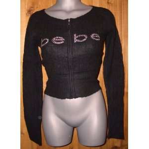  NEW BEBE SWEATER TOP, RHINESTONE ACCENT , BLACK pick your 
