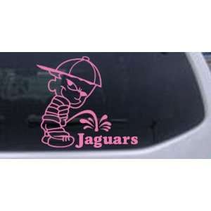 Pee On Jaguars Car Window Wall Laptop Decal Sticker    Pink 16in X 14 