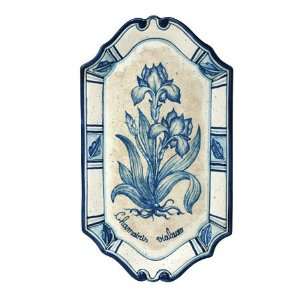  Vietri Blu Bianco Rectangular Iris Wall Plate 17 in L, 9.5 