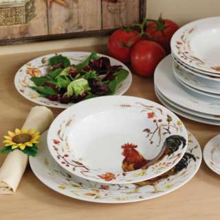   Rooster Floral Design Dinnerware Serving Set Kitchen NEW I3612  
