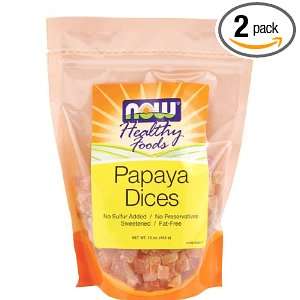  NOW Foods Papaya Dices, Fat Free, 1 Pound (Pack of 2 
