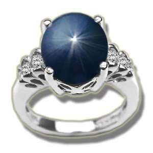  .30 ct 12X10 Oval Diffuse Star Sapp White Ladies Ring 