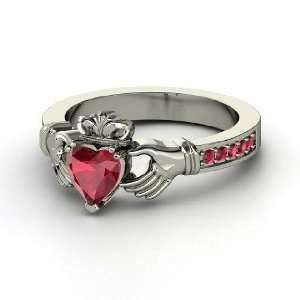  Claddagh Ring, Heart Ruby Platinum Ring Jewelry