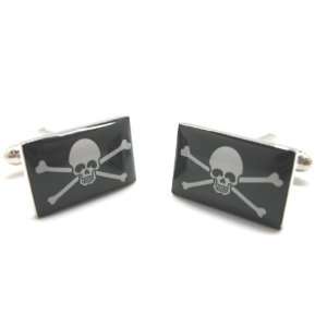 Skull and Cross Bones Cufflinks Cuff Links Jolly Rodger Pirate Flag 