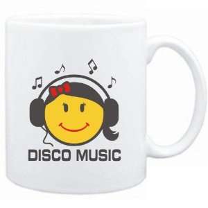  Mug White  Disco Music   female smiley  Music Sports 