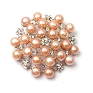   pearl white gold plated peony flower brooch 48mm Fashion DIY Jewelry