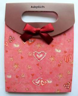   Paper Packing Flip w/ Dark Red Ribbon Gift Party Jewelry Bag  
