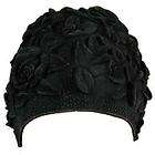 FLORAL EMBOSS VINTAGE STY LATEX SWIM CAP (Black)