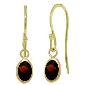  14k Solid Gold Garnet Fish Hook Earrings Jewelry