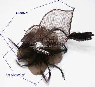 Brown Sinamay Feather Fascinator Hair Clip Race Party  