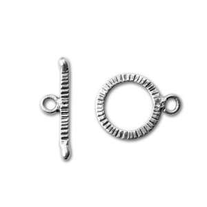  Hill Tribe Silver Striped Round Toggle Clasp Arts, Crafts 