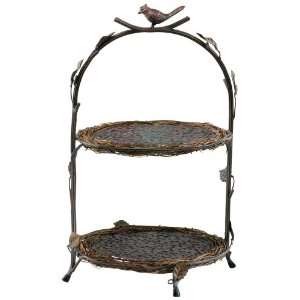  Uccello Iron and Wood Tray Stand