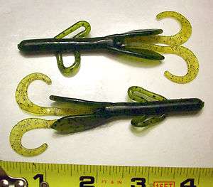   50 WATERMELON CHARTREUSE Tips 4 BABY BRUSH HOGS Bass Lures,SALT&SCENT