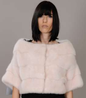 Pink (rose) SAGA Mink fur bolero shawl with short sleeve   Sizes XS S 