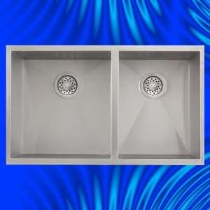  16 Gauge Stainless Steel Double Bowl Square Kitchen Sink 
