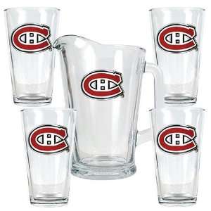  Montreal Canadiens NHL 4pc Pint Ale Glass & 60oz Pitcher 