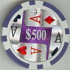Holographic 4 Aces roll of 50 poker chips   Purple