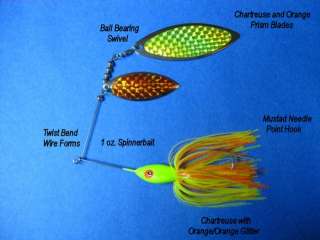 oz Spinner bait Chart/Or bass lure Pike musky fishing  